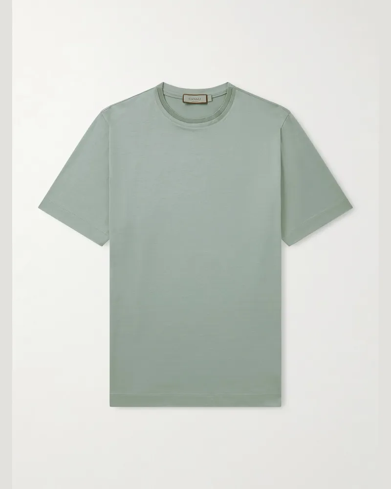 Canali T-Shirt aus Baumwoll-Jersey Blau