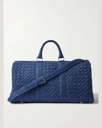 Bottega Veneta Intrecciato Bowling-Tasche aus Denim Blau