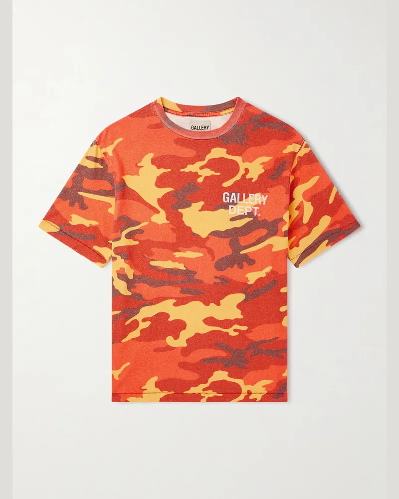 GALLERY DEPT. Souvenir T-Shirt aus Baumwoll-Jersey mit Camouflage- und Logoprint Orange