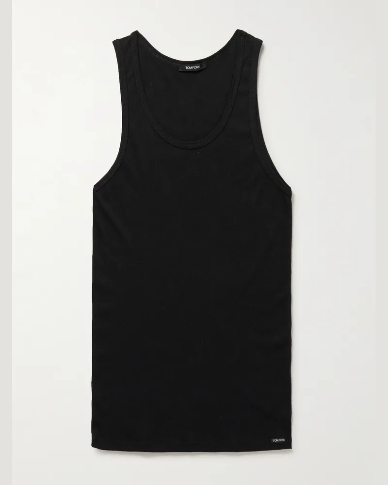 Tom Ford Ribbed Cotton and Modal-Blend Tank Top Black