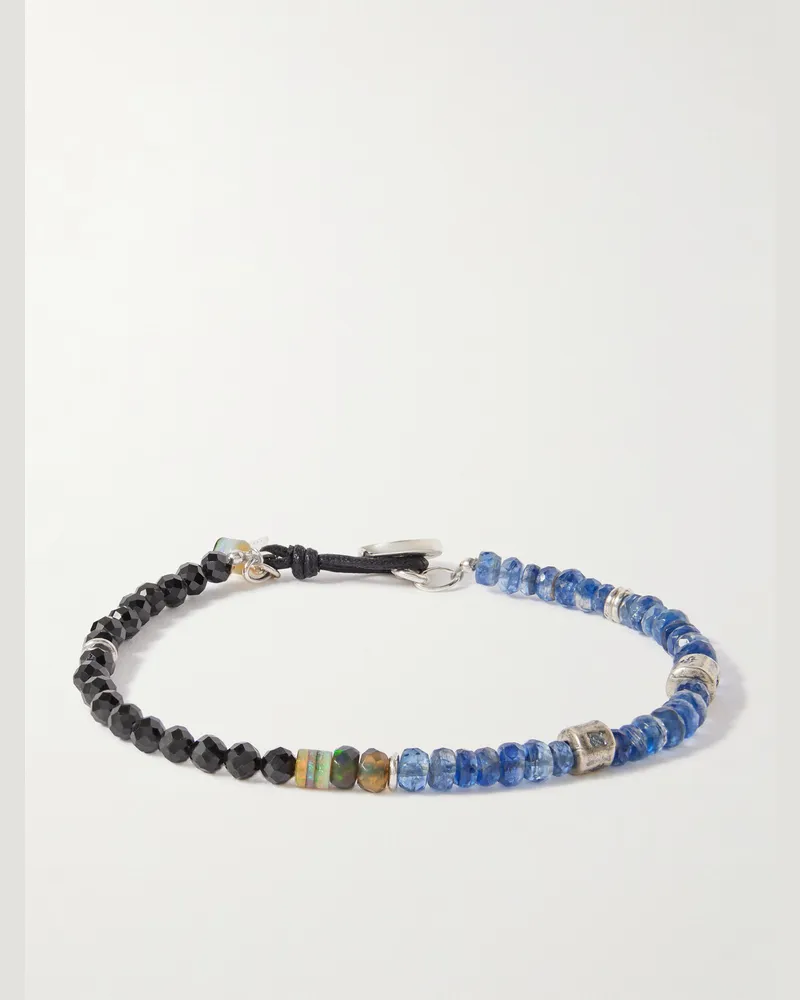 Peyote Bird Halfdays Armband mit Zierperlen aus mehreren Steinen und Details aus Sterlingsilber Blau