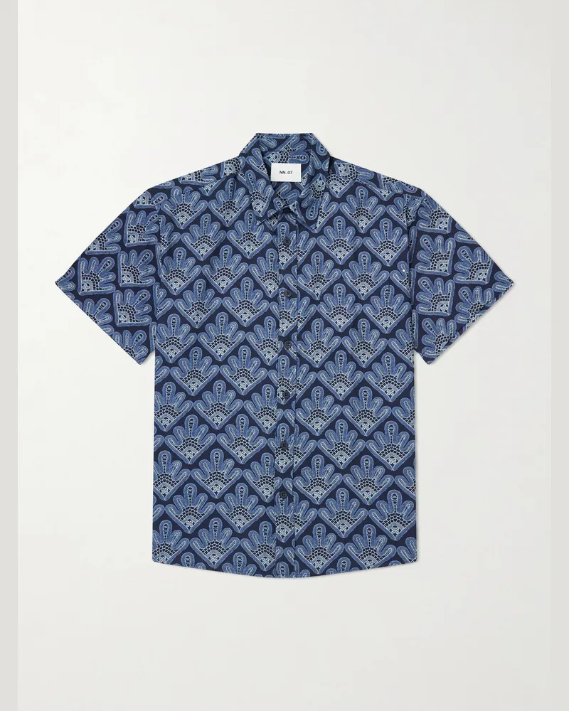 NN 07 Deon Printed Woven Shirt Blue