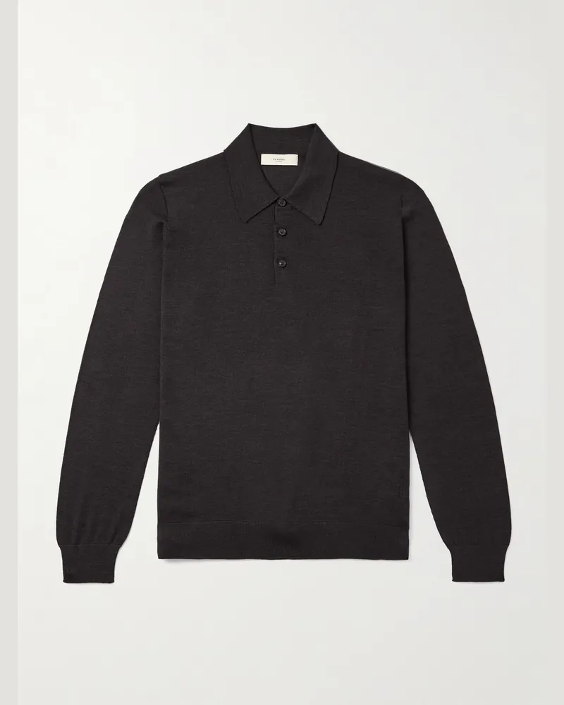PURDEY Wool Polo Shirt Brown