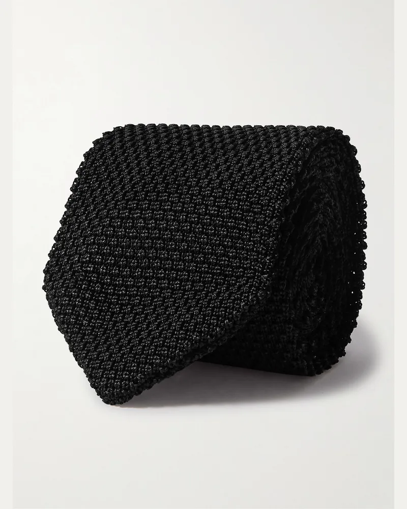 MR P. 7cm Knitted Silk Tie Black