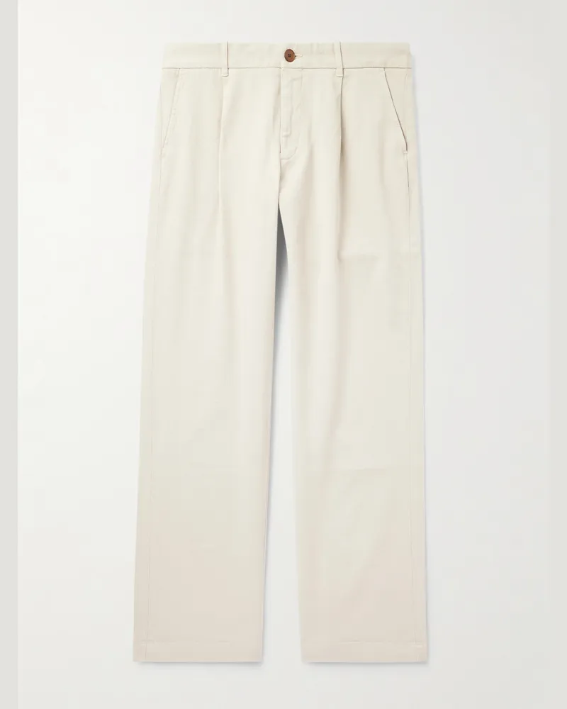 MR P. Edward Straight-Leg Pleated Cotton-Blend Cavalry Twill Trousers Gray