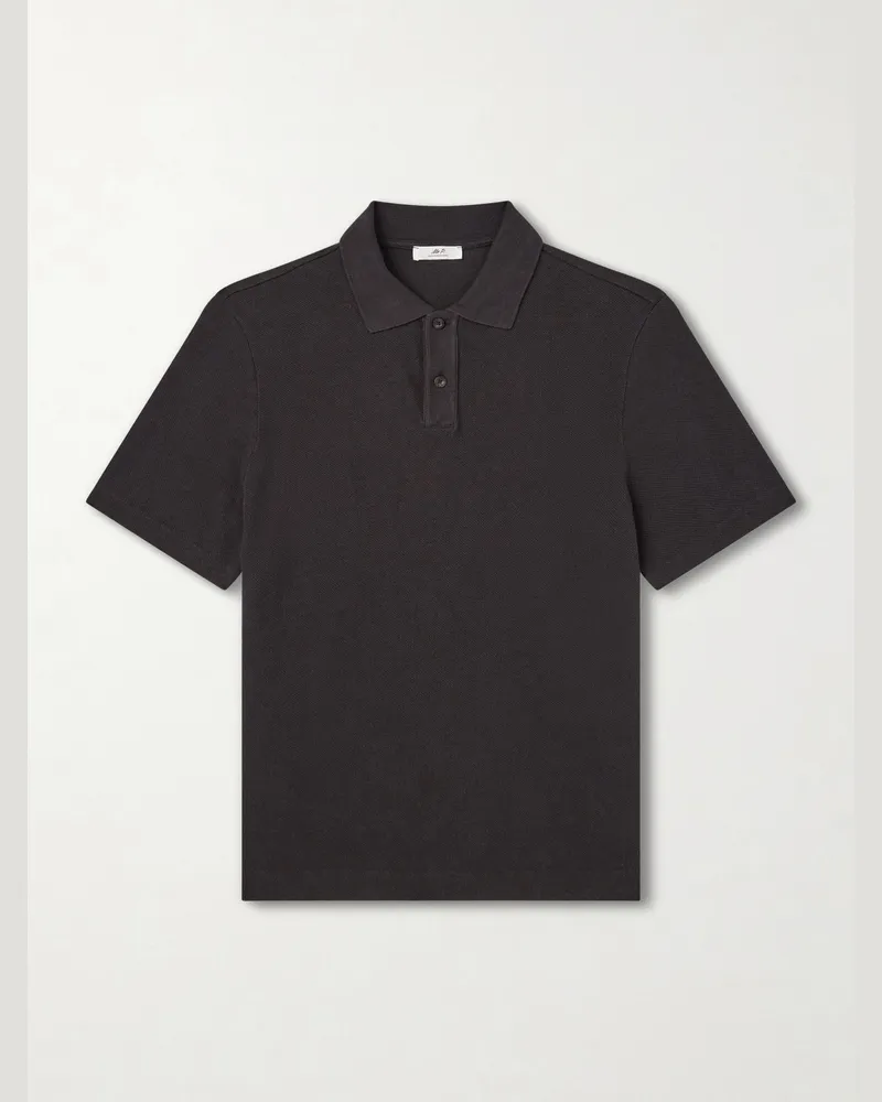 MR P. Organic Cotton and Linen-Blend Piqué Polo Shirt Brown