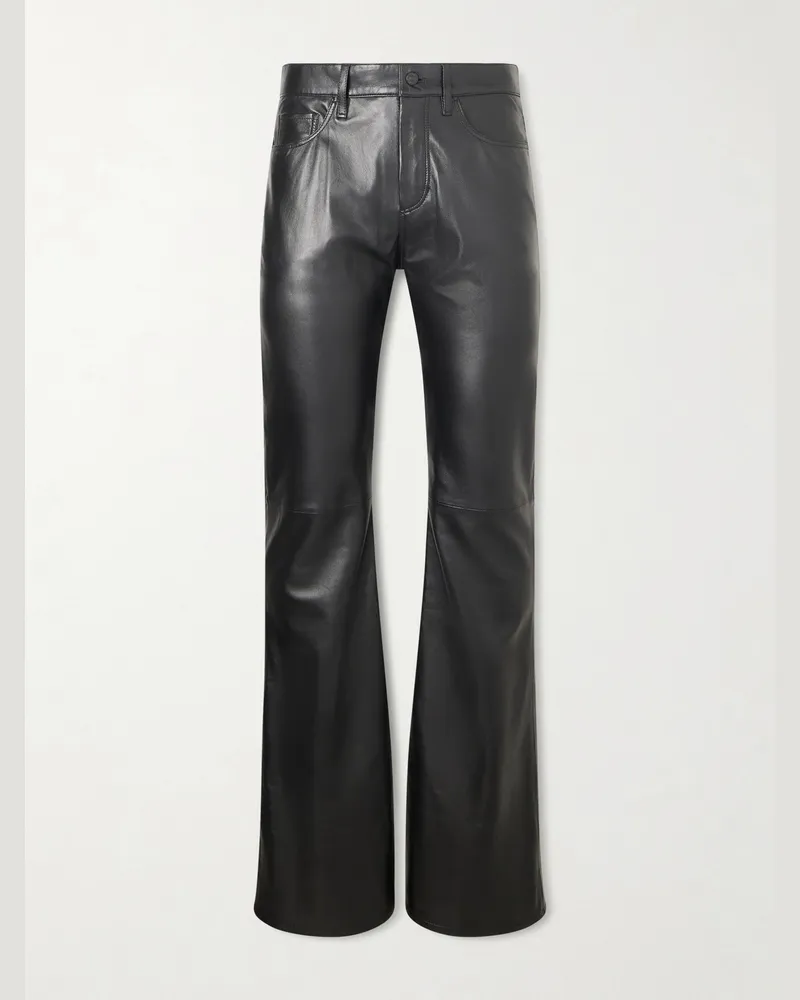 Acne Studios Flared Panelled Leather Trousers Black