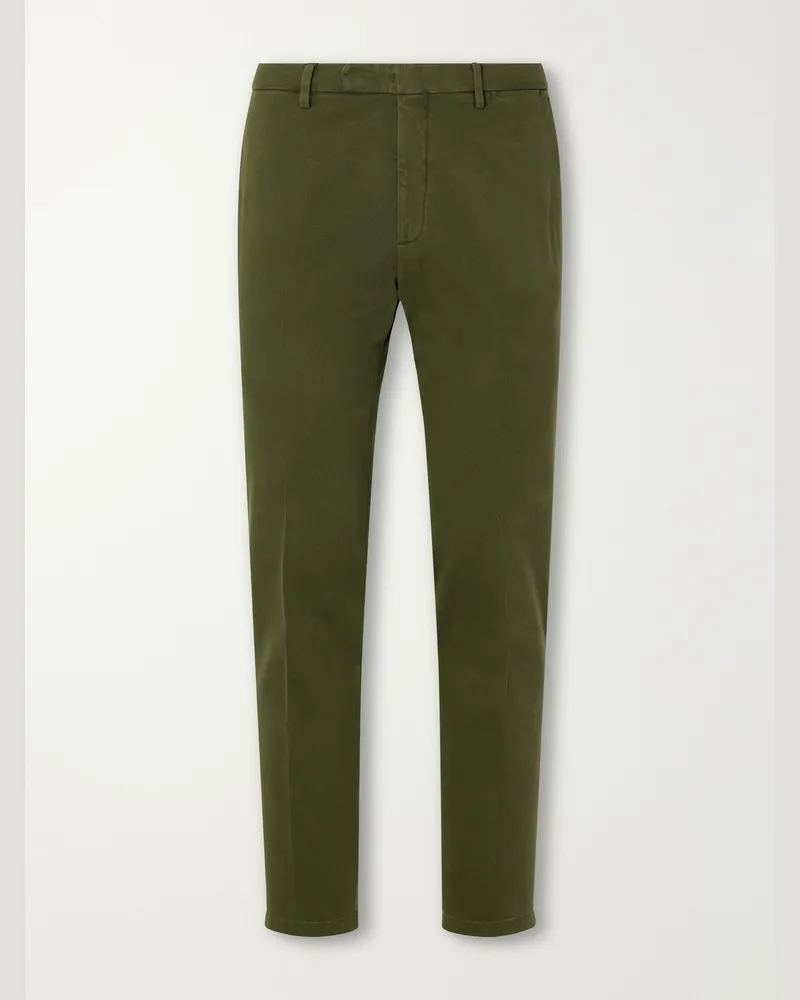 Boglioli Straight-Leg Stretch Cotton-Twill Suit Trousers Green