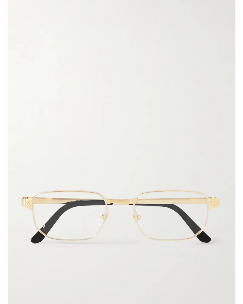 Cartier Santos goldfarbene Brille mit rechteckigem Rahmen Gold