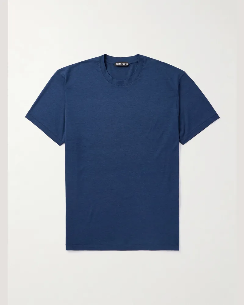 Tom Ford T-Shirt aus Jersey aus einer Lyocell-Baumwollmischung Blau