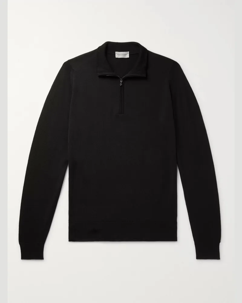 John Smedley Tapton Slim-Fit Merino Wool Half-Zip Sweater Black