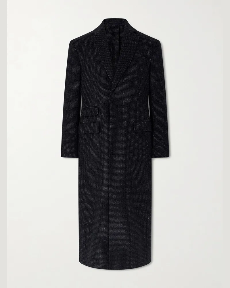 Dunhill Checked Wool, Silk and Cashmere-Blend Coat Brown