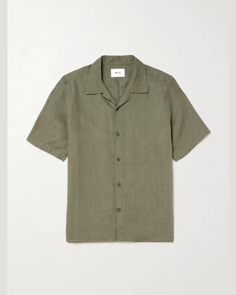NN 07 Freddy 5027 Hemd aus Twill aus einer LENZING™-ECOVERO™-Mischung Grün