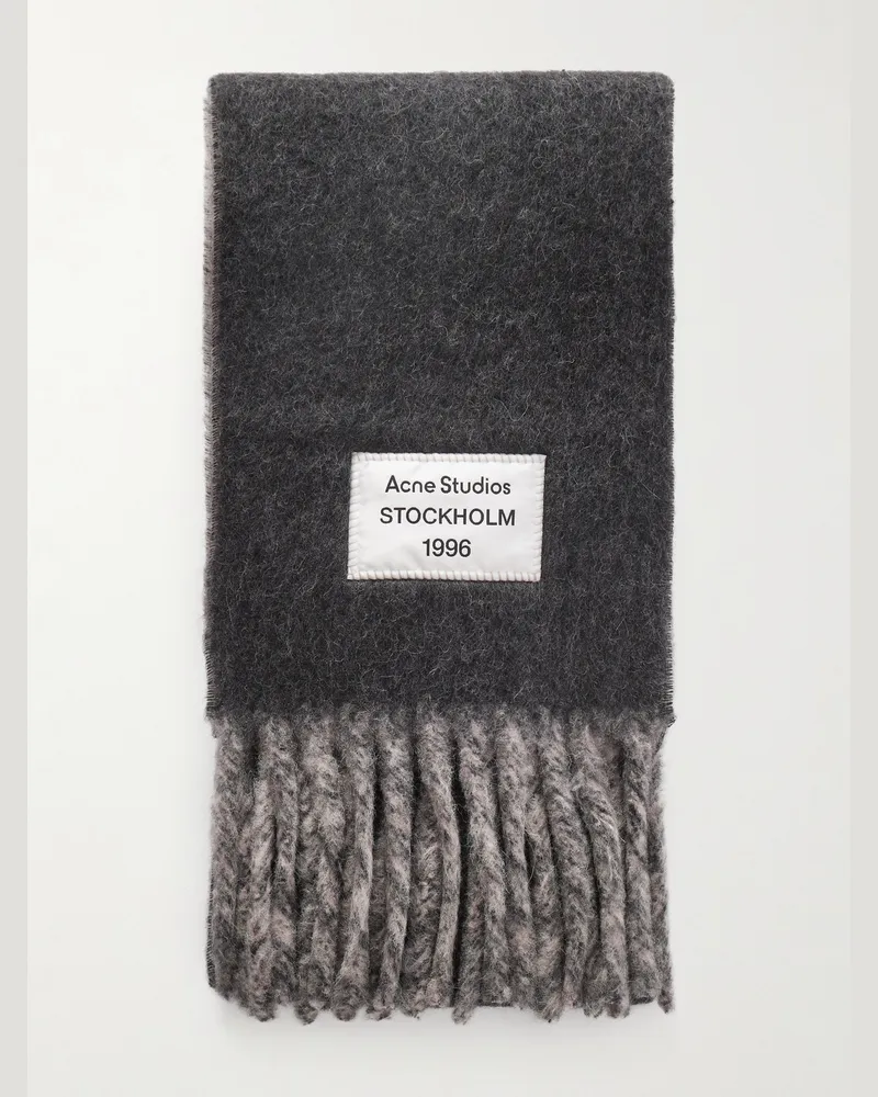 Acne Studios Volly Heavy Schal aus einer Alpakawollmischung mit Fransen Grau