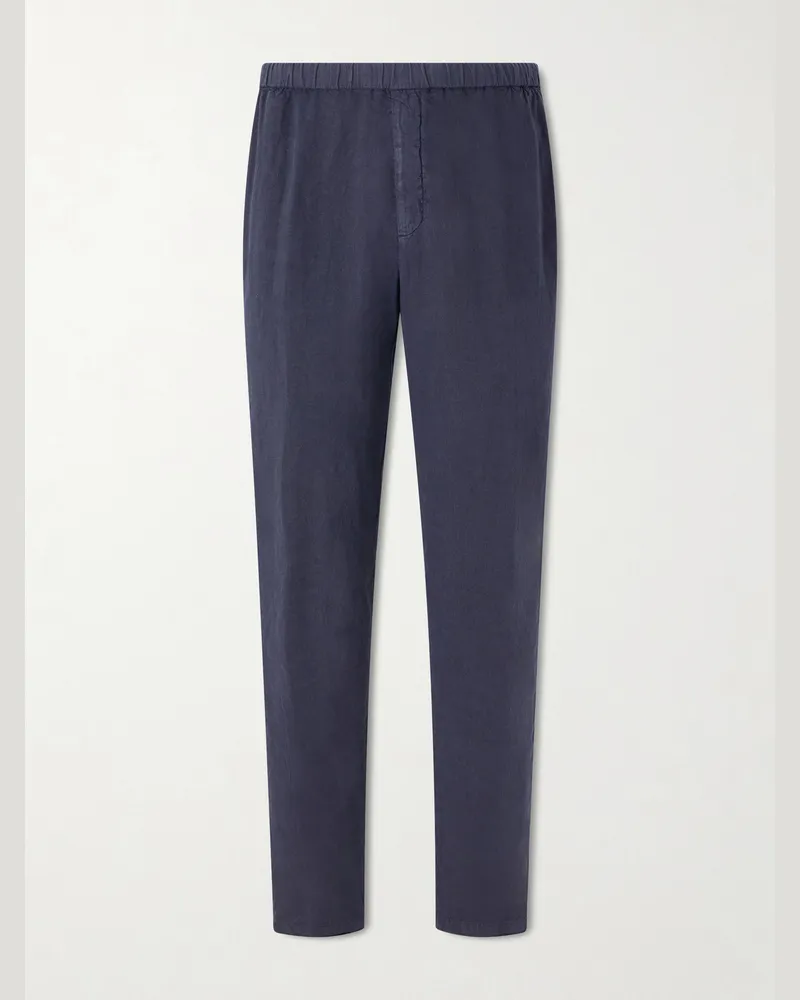 Boglioli Tapered Linen Trousers Blue
