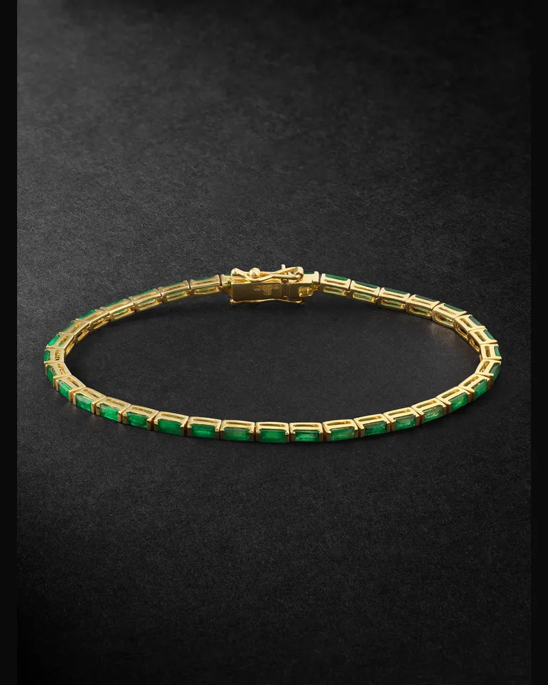 Kolours 14-Karat Gold Emerald Tennis Bracelet Green