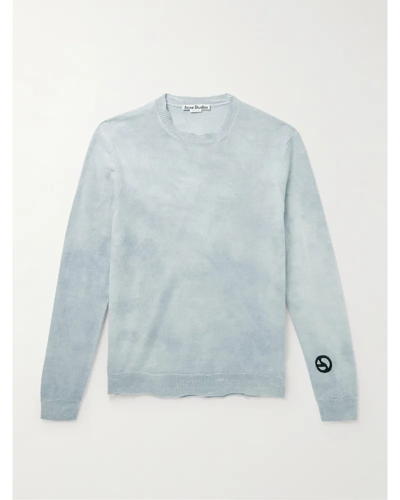 Acne Studios Kronos Pullover aus einer Baumwollmischung mit Batikmuster Blau