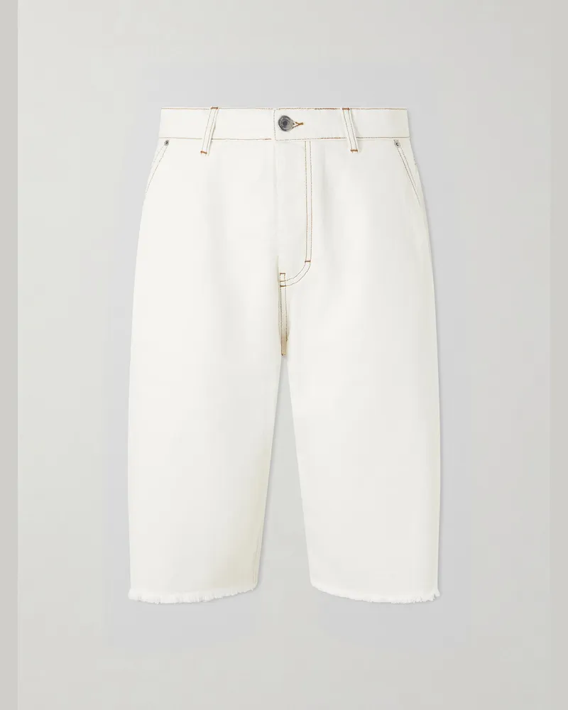 AMI Paris Wide-Leg Denim Shorts White