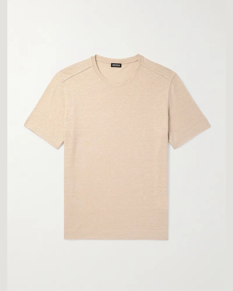 Ermenegildo Zegna T-Shirt aus Leinen-Jersey Neutral
