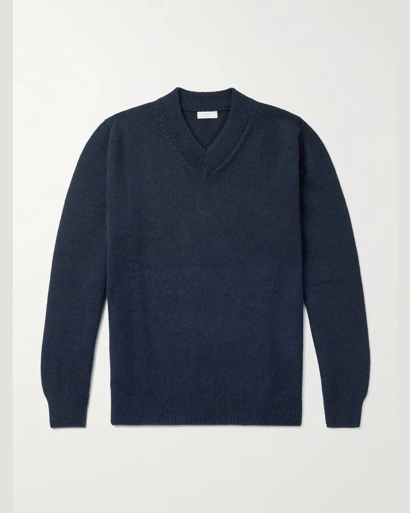Sunspel Pullover aus Wolle Blau