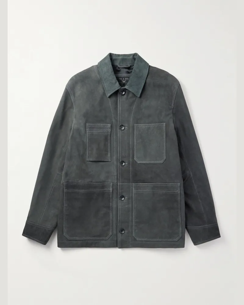 Rag & Bone Graham Jacke aus Veloursleder mit Cordbesatz Grau