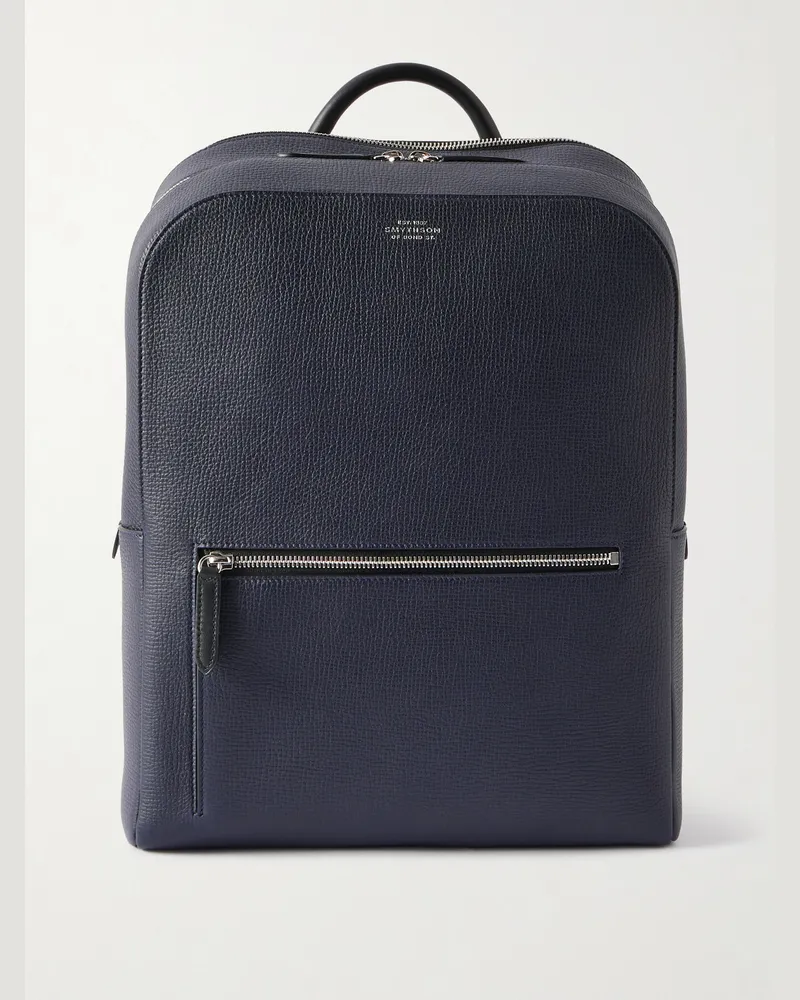 Smythson Ludlow Rucksack aus vollnarbigem Leder Blau