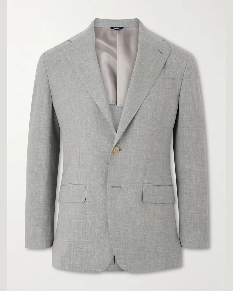 Thom Sweeney Wool, Silk and Linen-Blend Blazer Green