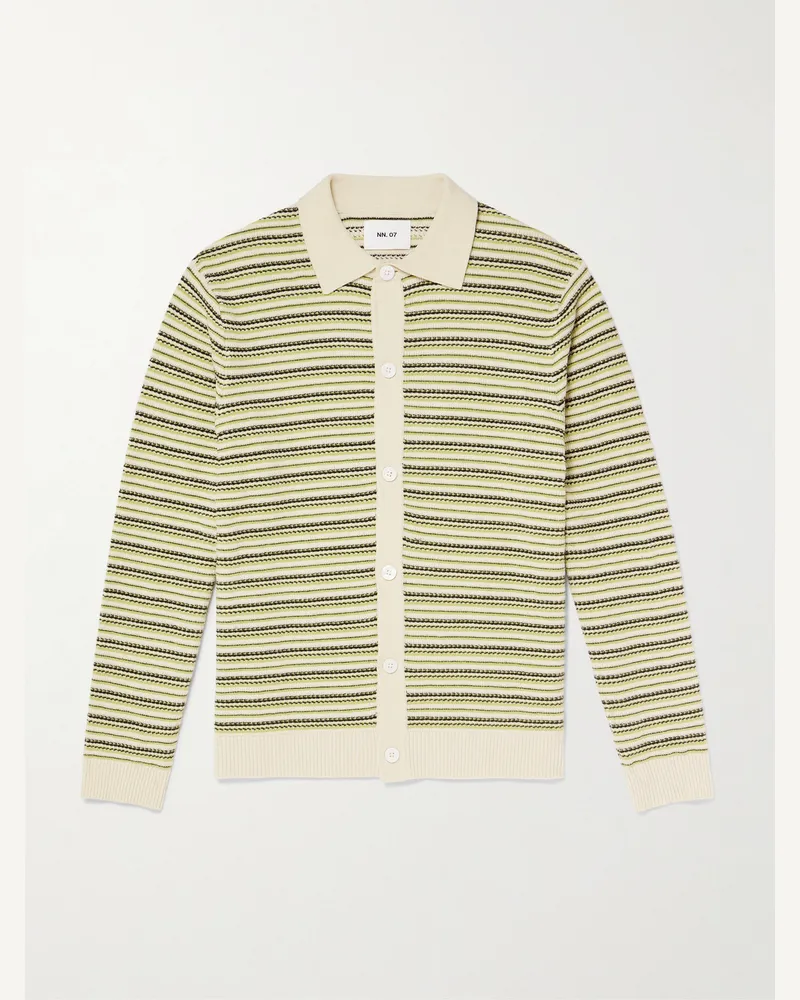 NN 07 Jackie 60038 Striped Organic Cotton Polo Shirt Green