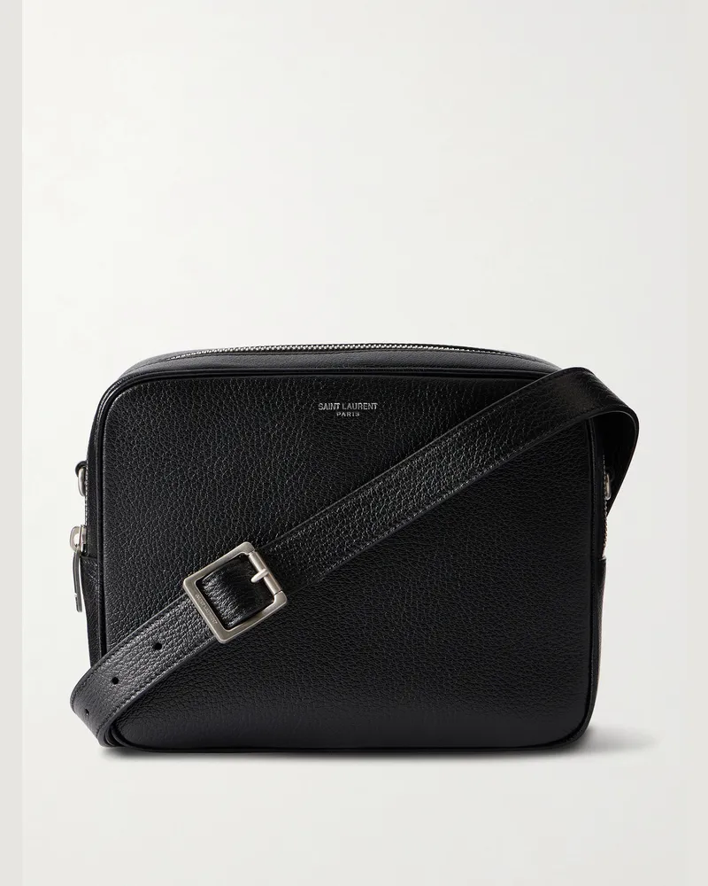 Saint Laurent Small Full-Grain Leather Messenger Bag Black
