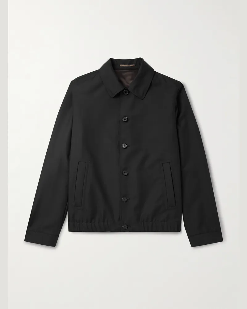 Slowear Incotex Wool and Mohair-Blend Twill Bomber Jacket Black
