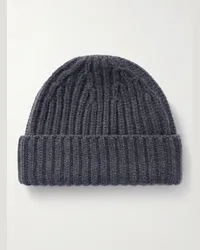 SSAM Beanie aus Kaschmir in Rippstrick Grau