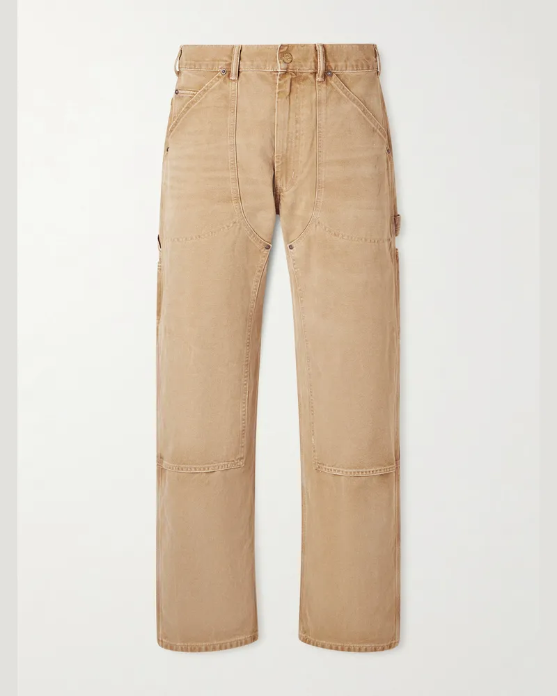 Ralph Lauren Straight-Leg Distressed Cotton-Canvas Carpenter Trousers Neutrals