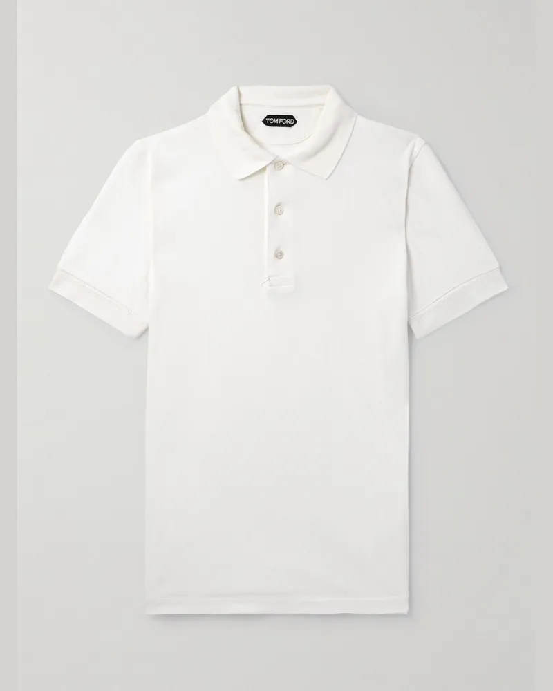 Tom Ford Polohemd aus Piqué aus einer Lyocell-Baumwollmischung Weiß