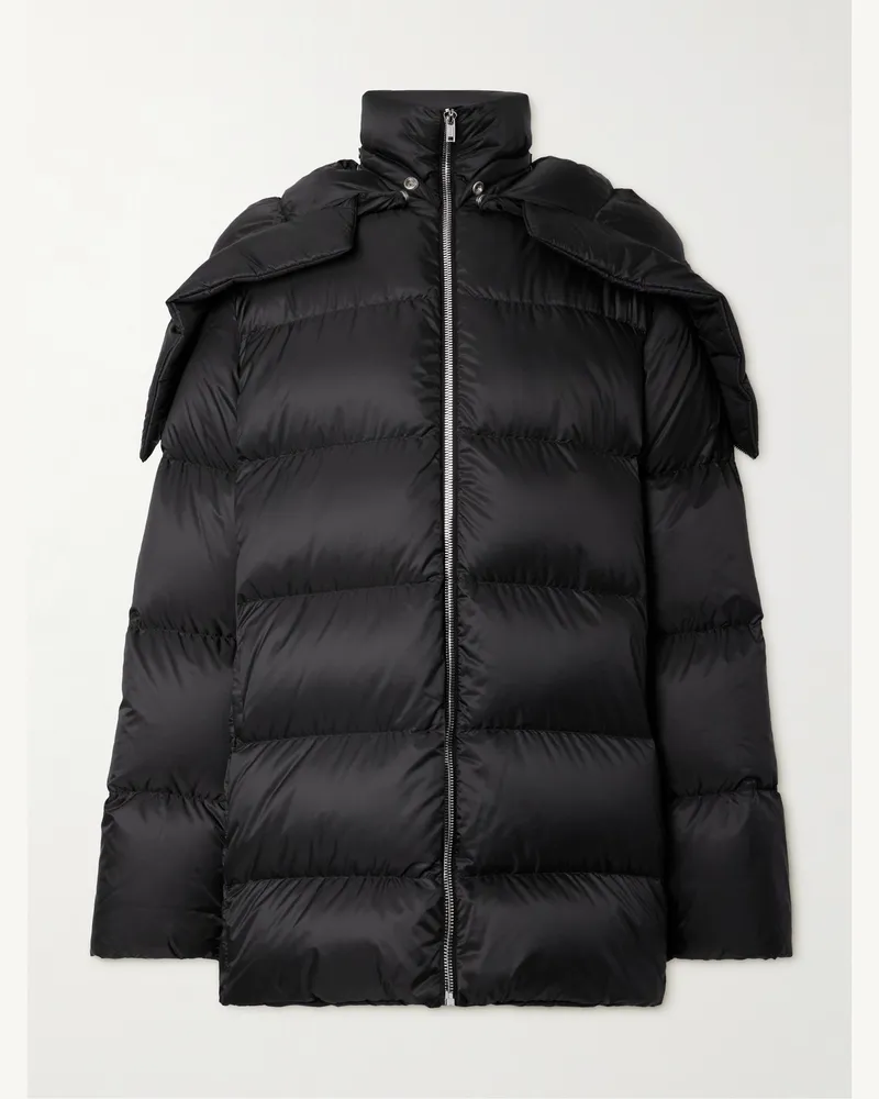 Rick Owens Moncler Cyclopic wattierte Daunenjacke aus gestepptem Shell mit Kapuze Schwarz