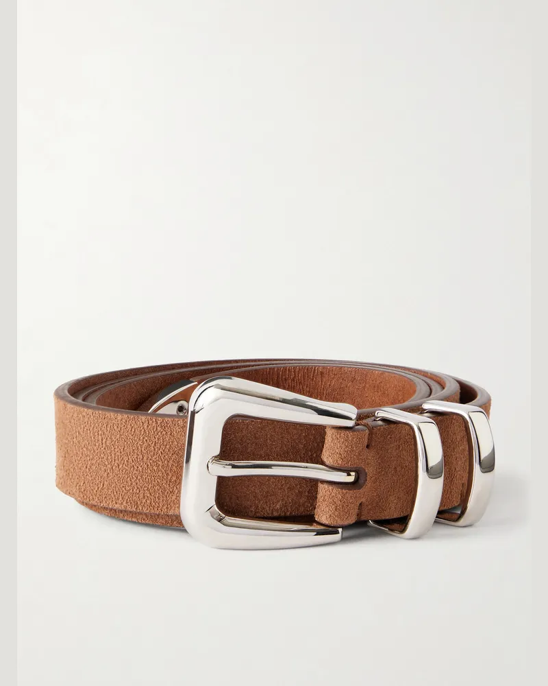 Brunello Cucinelli 3cm Suede Belt Brown