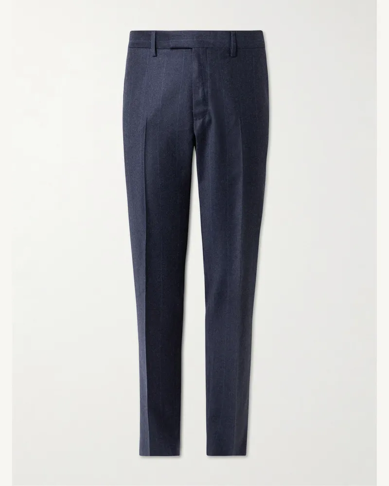 MR P. Gerade geschnittene Anzughose aus Wollflanell mit Nadelstreifen Blau