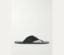 Riviera Logo-Embellished Leather and Elastic Flip Flops
