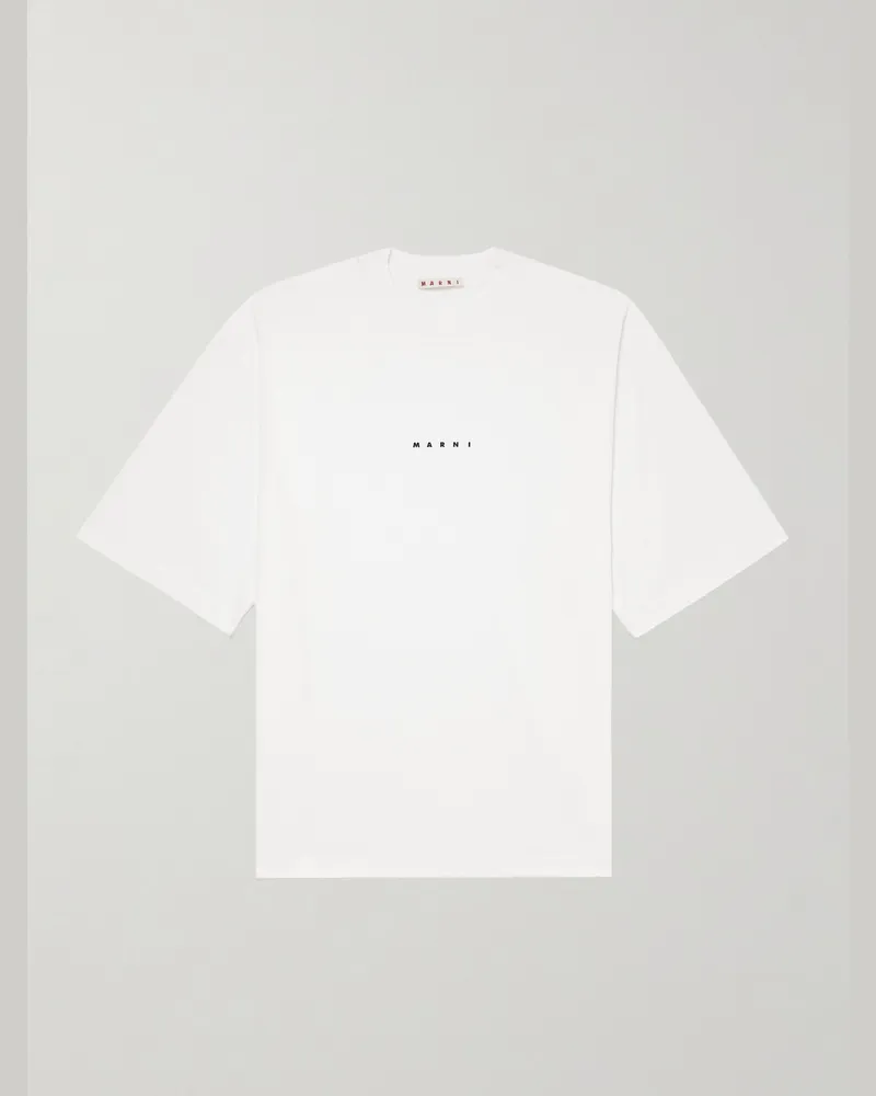 Marni T-Shirt aus Baumwoll-Jersey mit Logoprint Weiß