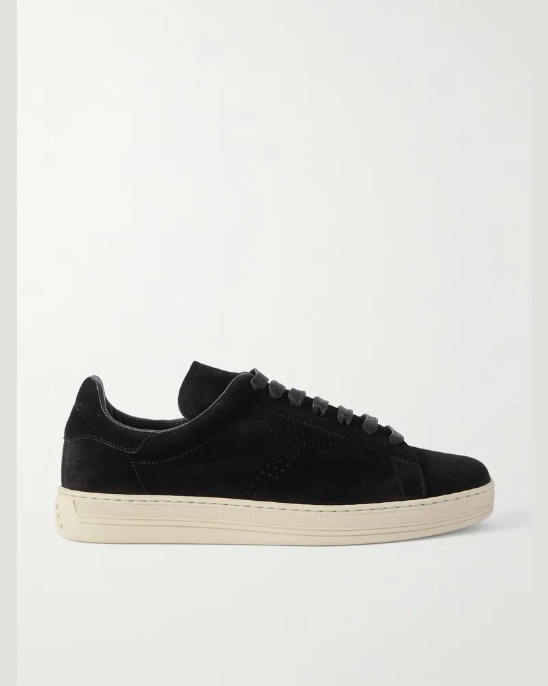 Tom Ford Warwick Sneakers aus Veloursleder mit Perforationen Schwarz