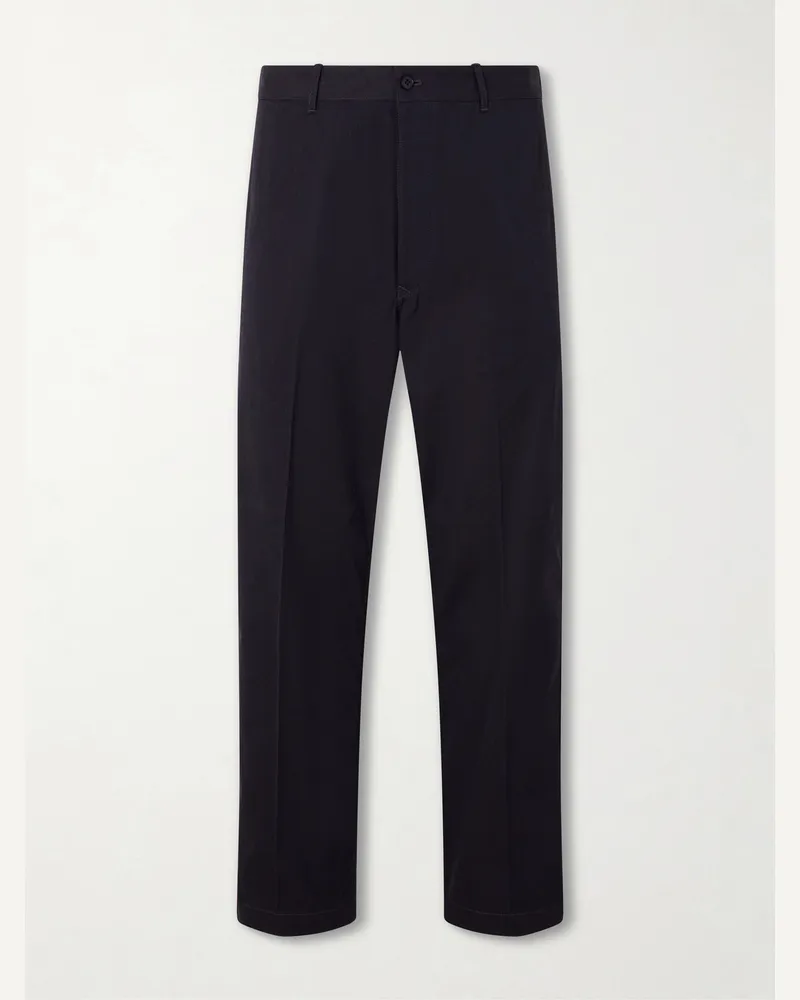 Kaptain Sunshine Buckleback Straight-Leg Cotton-Gabardine Suit Trousers Blue