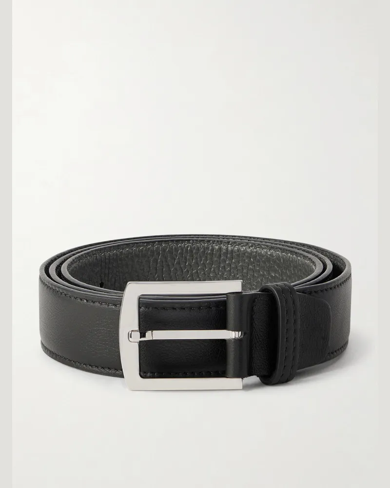 Kiton 3.5cm Leather Belt Black