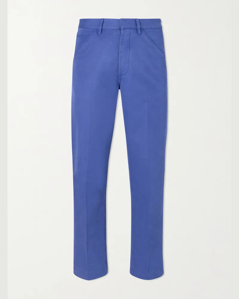 Tom Ford Gerade geschnittene Hose aus Baumwoll-Twill Blau