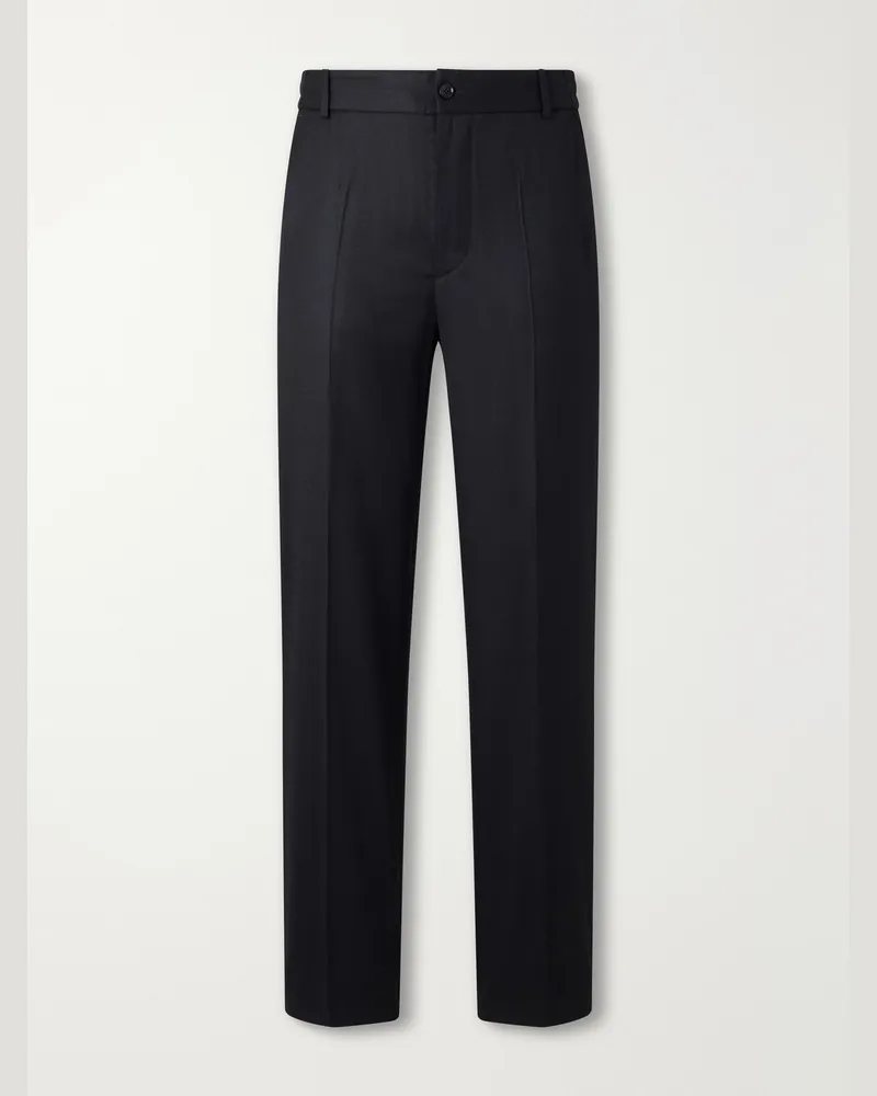 Moncler Straight-Leg Virgin Wool-Twill Trousers Black