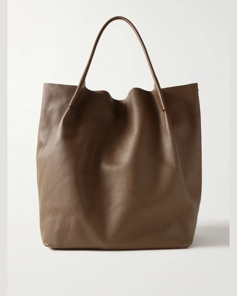 Loro Piana Bale Extra-Large Full-Grain Leather Tote Bag Brown