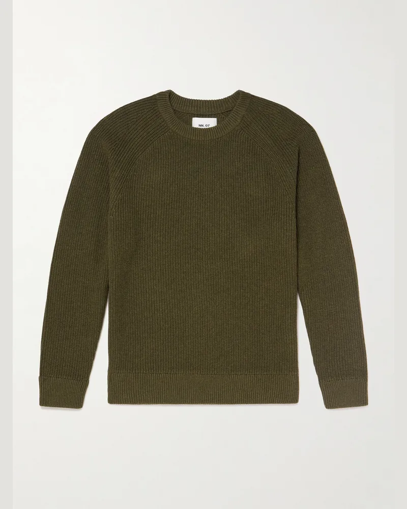 NN 07 Jacobo 6470 Pullover aus Baumwolle in Rippstrick Grün