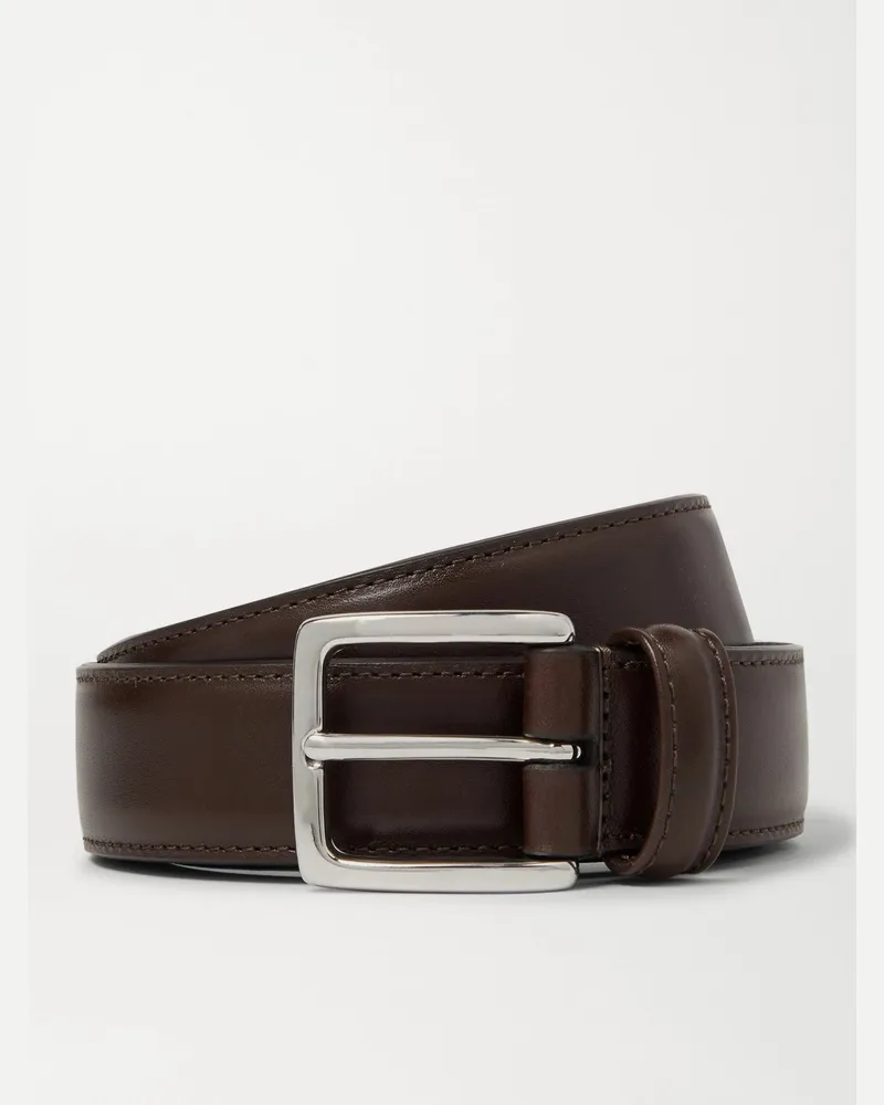 Anderson's 3cm Dark-Brown Leather Belt Brown