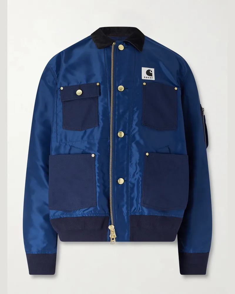 Sacai Carhart WIP Padded Shell and Cotton-Twill Bomber Jacket Blue