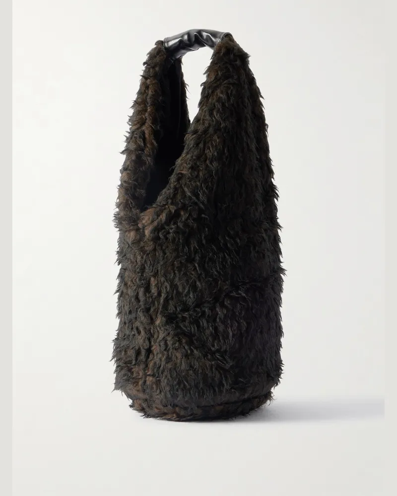 Our Legacy Drip Tote aus Plüschmaterial mit Lederbesatz Braun