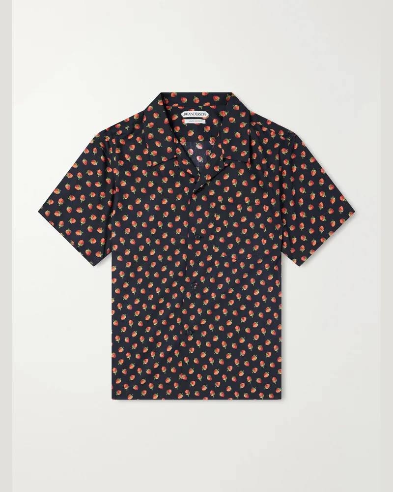 J.W.Anderson Camp-Collar Printed Cotton Shirt Black