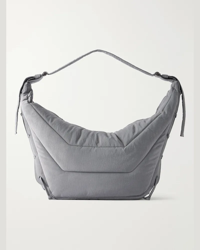 Christophe Lemaire Soft Game Large Quilted Nylon-Canvas Messenger Bag Gray